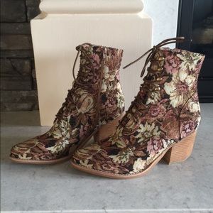 Jeffrey Campbell floral lace up boots